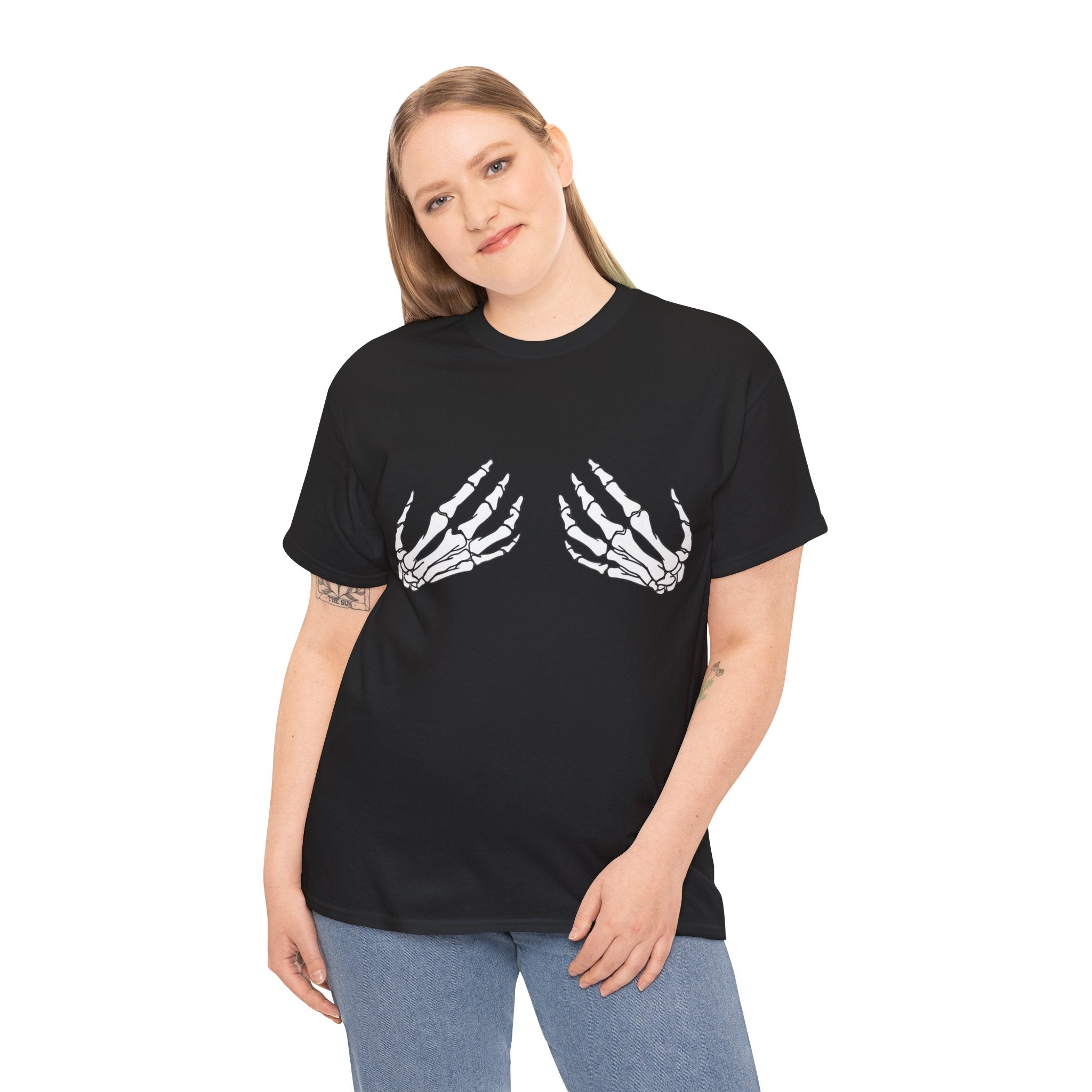 Skeleton Hands Unisex Heavy Cotton Tee - Spooky & Fun Graphic Shirt
